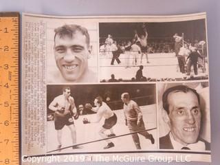 Collection of large format B&W photos including boxers Dick Tiger, Archie Moore, Yvon Durelle, Primo Carnara and Gene Fullmer.  