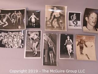 Collection of large format B&W sports photos including Pat Stepleton, Marcel Bonin and Clarence Solem 