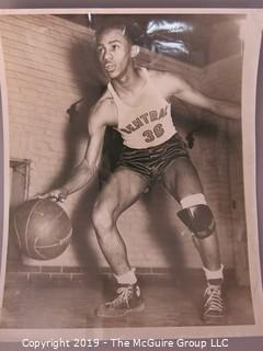 Collection of large format B&W sports photos including Pat Stepleton, Marcel Bonin and Clarence Solem 