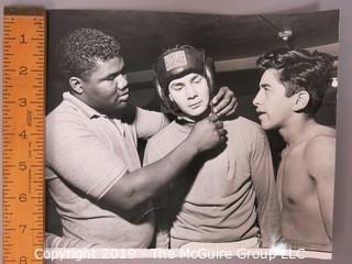 Collection of large format B&W boxing photos including Ezzard Charles, Feddie Peshore