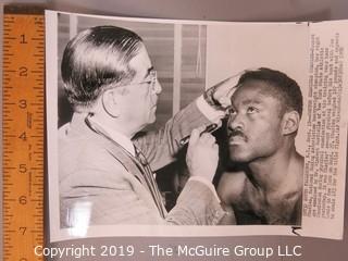 Collection of large format B&W boxing photos including Ezzard Charles, Feddie Peshore