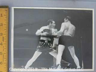 Collection of large format B&W boxing photos including Ezzard Charles, Feddie Peshore