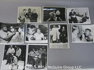 Collection of large format B&W boxing photos including Ezzard Charles, Feddie Peshore