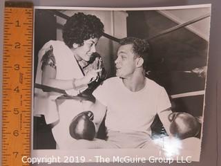 Collection of large format B&W boxing photos including Ezzard Charles, Feddie Peshore