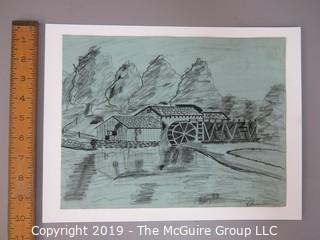 Charcoal on Paper; signed "Robinson - Mabry Mill" lower right; 9 x 11 1/2" 