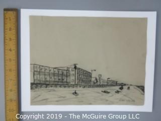 Charcoal on Paper; Ocean City, MD, unsigned,  9 x 11 1/2" 