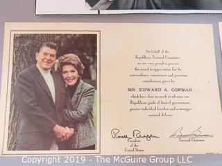 Large Format B&W photos of Ronald and Nancy Reagan, and other Presidential memorabilia