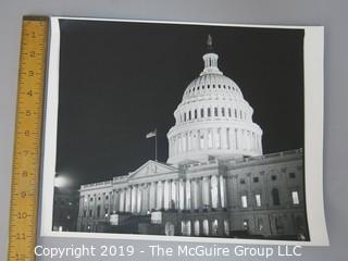 Collection of Large Format B&W Photos of LBJ and Ladybird with Grandchild in the White House, Betty Beale, WAshington Star REporter with Happy and Nelson Rockefeller, the Capitol at night, IKE at 1956 Republican National Convention; and a book called Hillary.