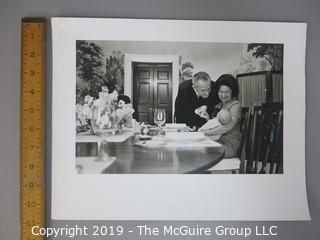 Collection of Large Format B&W Photos of LBJ and Ladybird with Grandchild in the White House, Betty Beale, WAshington Star REporter with Happy and Nelson Rockefeller, the Capitol at night, IKE at 1956 Republican National Convention; and a book called Hillary.