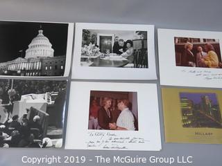 Collection of Large Format B&W Photos of LBJ and Ladybird with Grandchild in the White House, Betty Beale, WAshington Star REporter with Happy and Nelson Rockefeller, the Capitol at night, IKE at 1956 Republican National Convention; and a book called Hillary.