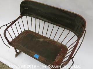 Antique Sleigh/Buggy Seat with original paint and leather; 40W x 22D x 32T"