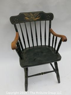 Captains Arm Chair, with stenciled back; 24W x 20D x 36T"