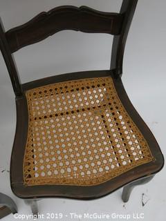 (3) Stenciled back side chairs with woven seats; 17W x 32T"