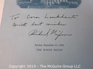 White House Peace Corp Program inscribed: "To Cora Lenkhart with Best Wishes, Richard Nixon"; 1969