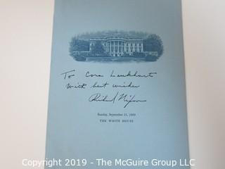 White House Peace Corp Program inscribed: "To Cora Lenkhart with Best Wishes, Richard Nixon"; 1969