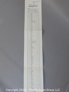 Tally Card of the Roll Call Vote in the U.S. Senate, 6pm, April 18, 1978 re Panama Canal 2nd Treaty, which passed 68-32 