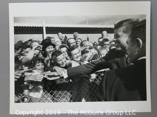 8 x 10 B&W Photo of President John F. Kennedy campaigning in the Midwest for fellow democrats; October 1962; photo by Arthur Rickerby