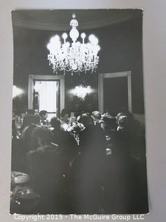 8 1/2 x 13" B&W Photo of White House Dinner 29Apr62 of President John F. Kennedy and the First Lady for 49 Nobel Prize Winners at The White House where JFK Quipped: "This is the greatest gathering of knowledge and talent in the White House since Thomas Jefferson dined alone" ; photo by Arthur Rickerby