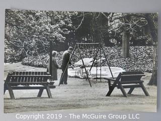 8 1/2 x 12 1/2 B&W Photo of President Kennedy Playing with JFK Jr. at White House; photo by Arthur Rickerby