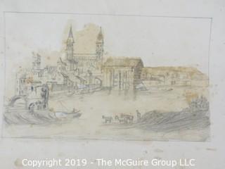 Collection of 8 x 10" Pencil Sketches on Paper from the early 1800's; some signed