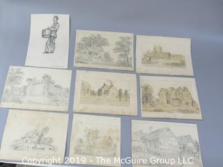 Collection of 8 x 10" Pencil Sketches on Paper from the early 1800's; some signed