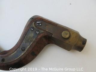 Antique Wooden Hand Brace (drill) with Brass Accents "T. Tillotson & Co Sheffield"