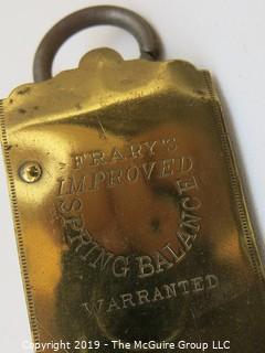 Brass Hanging SCale; marked Frary's Improved Spring Balance - Warranted