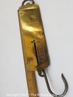 Brass Hanging SCale; marked Frary's Improved Spring Balance - Warranted