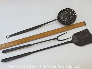 (3) Hand Forged Hearth Cooking Tools 