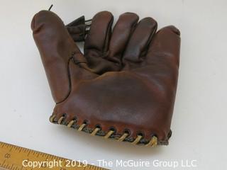 Baseball Glove, circa 1940's; markings on leather 