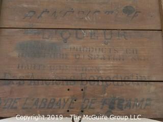 Covered Wooden Box w. Hinge; stenciled "Benedictine Liquor", France