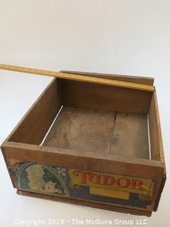 Wooden Crate with " Tudo Brand"  Paper Label