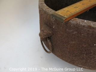 Tri-Footed (unusual recessed feet inside) Iron Pot with handle 