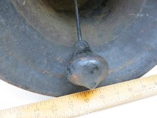 LARGE farm/school cast iron bell; complete with "Crystal Metal #2" mounting bracket and clapper