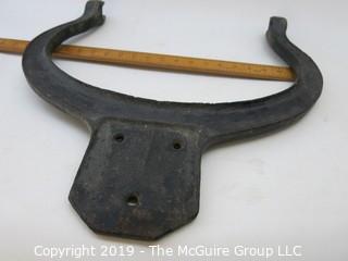 LARGE farm/school cast iron bell; complete with "Crystal Metal #2" mounting bracket and clapper