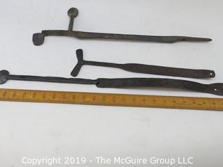 Reclaimed antique hand wrought iron items. Possible hearth hangers?