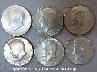 (6) JFK half-dollars; 1965-1970