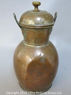 Hand Hammered, Doubled Handled Copper Jug with deep lid 