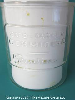 1930's Physicians Sterilizing Glass Jar with Lid; "Bard-Parker Germicide"Glass 