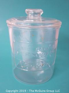 1930's Physicians Sterilizing Glass Jar with Lid; "Bard-Parker Germicide"Glass 