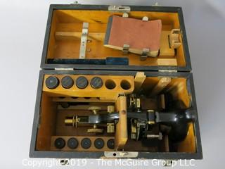 1920's Physician's Ocular Microscope with Original Case; marked W. & W. Seibert; Germany