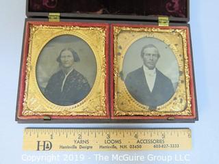 Male and Female Daguerreotypes set in Thermoplastic Case