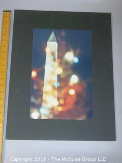 Large Color Photo of the Washington Monument at Night; mounted on artists board