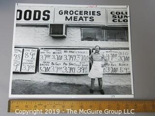 Large Format Photo; B&W; of Abe Katz outside his famous New York Deli; 1982