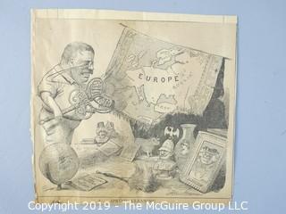 Collection of clipped newspaper political cartoons w/ Teddy Roosevelt