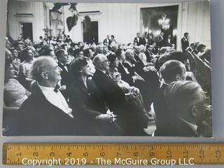 11 x 14 B&W Photo of President John F. Kennedy and the First Lady host 49 Nobel Prize Winners at The White House where JFK Quipped: "This is the greatest gathering of knowledge and talent in the White House since Thomas Jefferson dined alone" ; photo by Arthur Rickerby