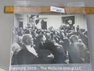 11 x 14 B&W Photo of President John F. Kennedy and the First Lady host 49 Nobel Prize Winners at The White House where JFK Quipped: "This is the greatest gathering of knowledge and talent in the White House since Thomas Jefferson dined alone" ; photo by Arthur Rickerby