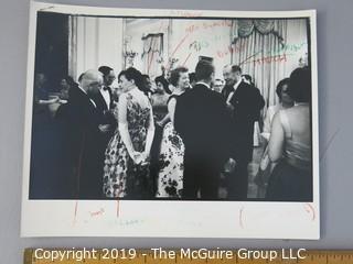 11 x 14 B&W Photo of President John F. Kennedy and the First Lady host 49 Nobel Prize Winners at The White House where JFK Quipped: "This is the greatest gathering of knowledge and talent in the White House since Thomas Jefferson dined alone" ; photo by Arthur Rickerby