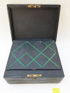 Antique Scottish Brass and Leather Writing Box; circa 1840; with key