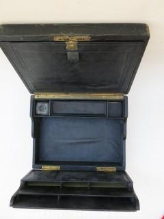 Antique Scottish Brass and Leather Writing Box; circa 1840; with key